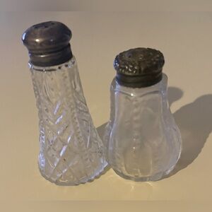 Vintage Cut Crystal Glass Salt & Pepper Shakers